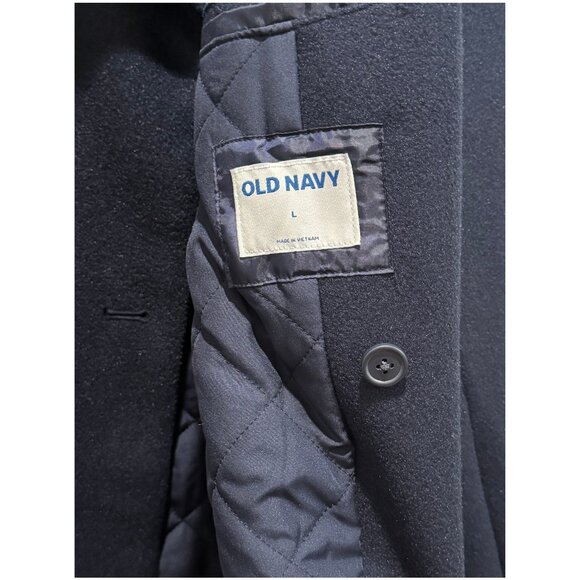 Old Navy Men's Soft-Brushed Double-Breasted Pea Coat In the Navy Size L NEW - Picture 4 of 8
